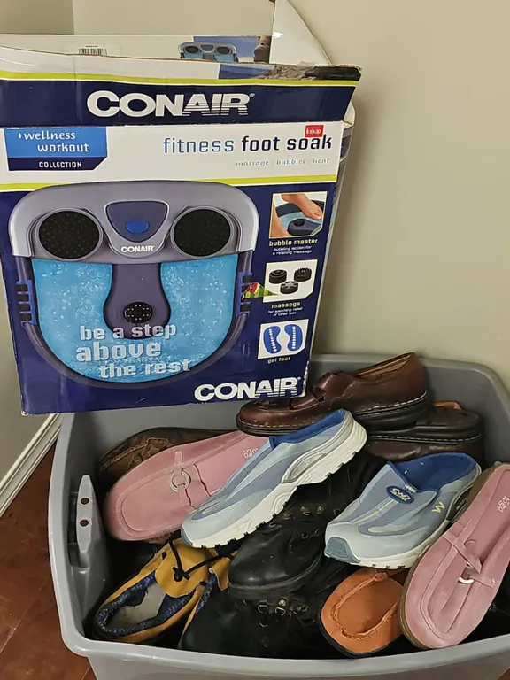 Shoes and Conair Fitness Foot Soak
