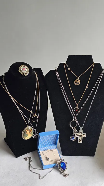 Necklaces, Brooch, and Sterling Silver Pendant