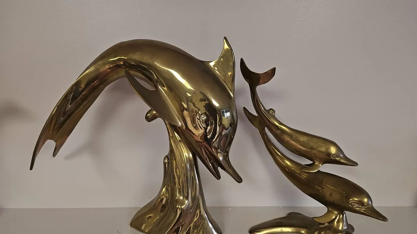 Polished Brass Dolphin Sculptures