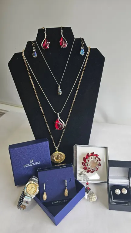 Jewellery Lot With Swarovski, Pearl, Crystal, Watches and Brooch