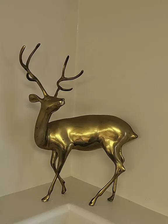 Solid Brass Standing Stag Figurine