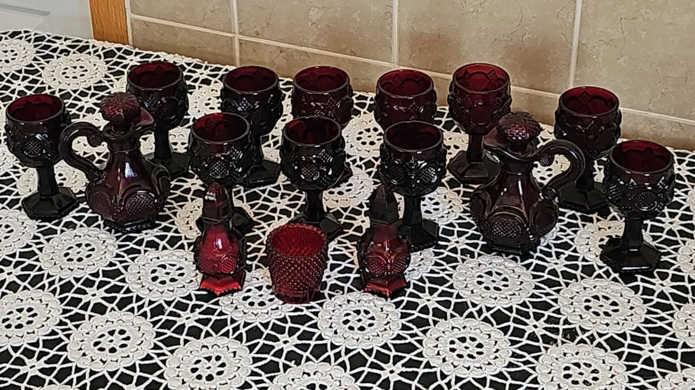 Avon Cape Cod Ruby Red Glassware Collection, 14 Pieces