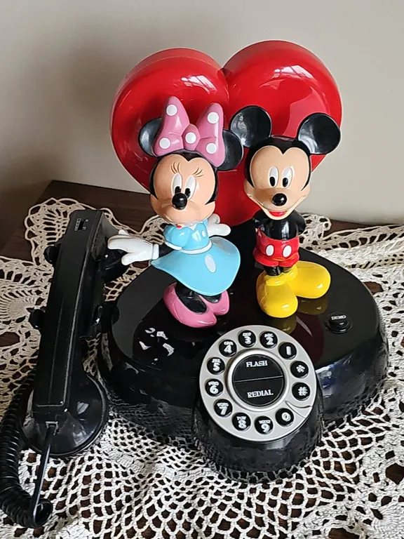 Mickey and Minnie Mouse Rotary Style Landline Telephone