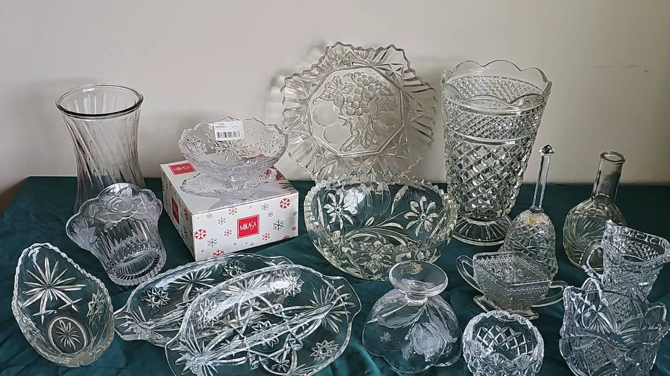 Clear Pressed and Cut Glassware, Including Mikasa Bowl