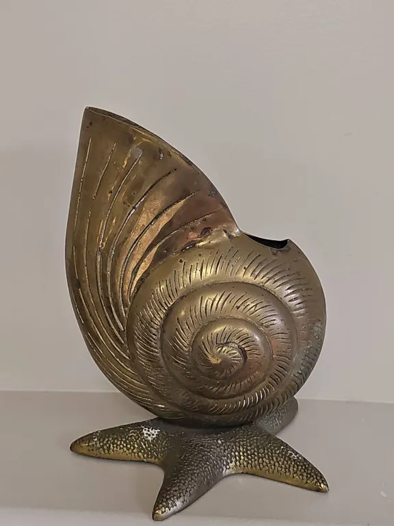 Brass Nautilus Shell Vase on Starfish Base