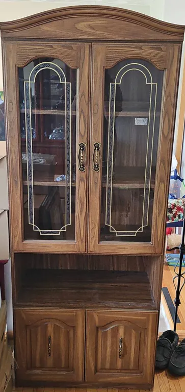 Wood Laminate China Cabinet with Glass Doors