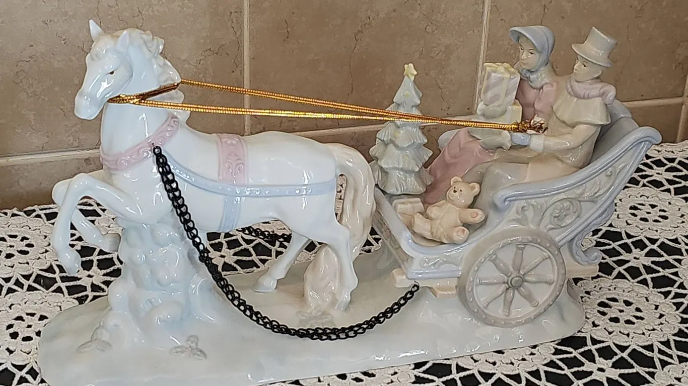 Nao by Lladro Porcelain Horse and Sleigh Figurine