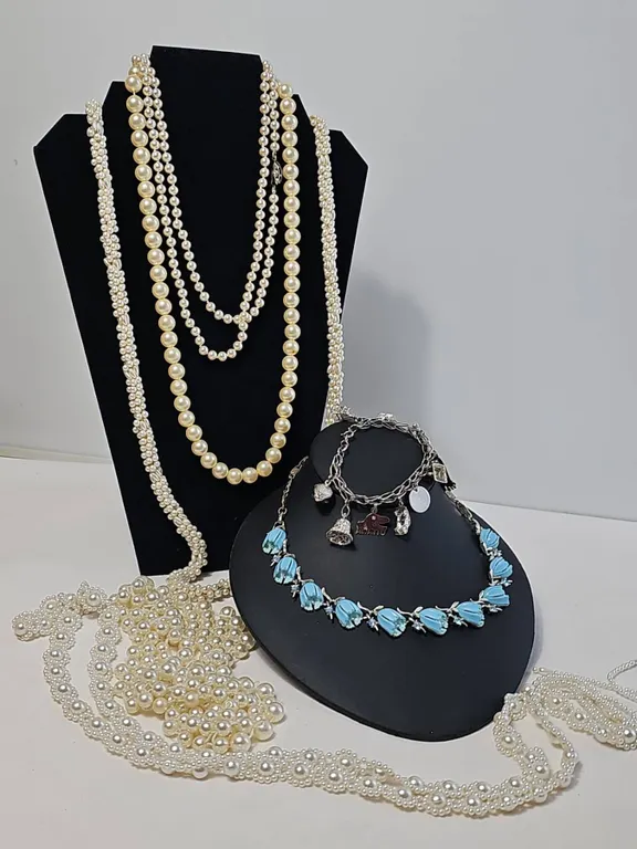 Costume Jewellery Lot, Including Lisner Necklace and Ottawa Charm Bracelet