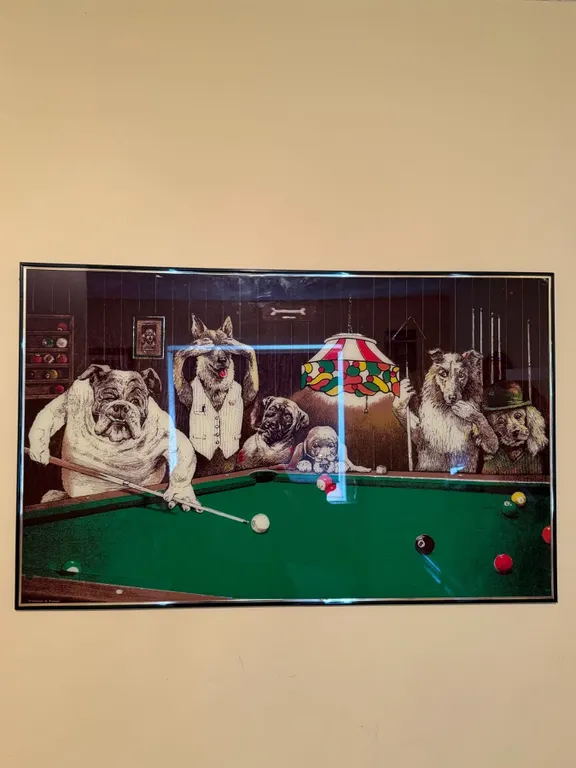 Framed "Dogs Playing Pool" Print by Fortune & Frame