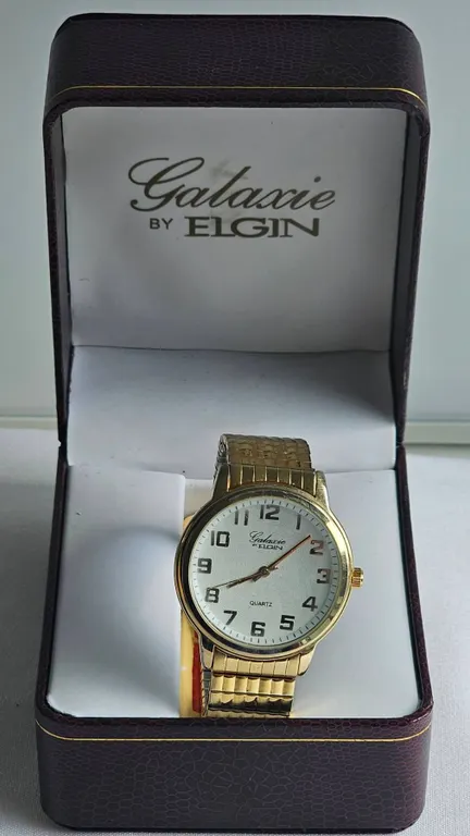 Galaxie by Elgin Gold-Tone Quartz Wristwatch with Original Box