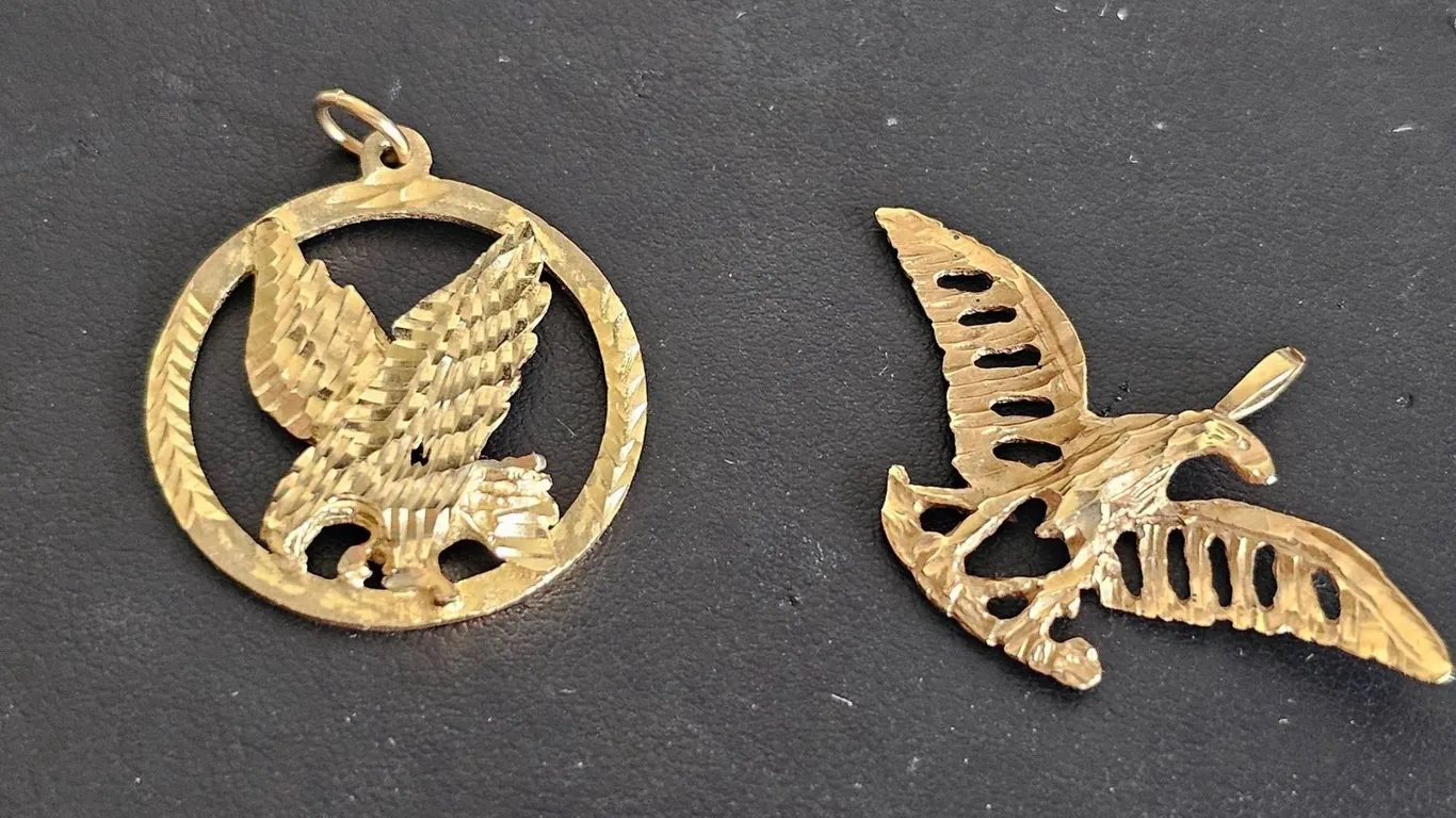 Two 10KT Gold Eagle Pendants 4.91G