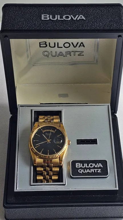 Bulova Quartz Gold Tone Watch in Original Box