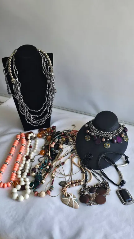 Costume Necklace Lot – Mixed Materials, Styles