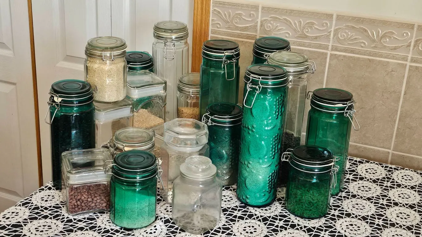 Glass Storage Jars with Hinged Lids, 18 Piece Set