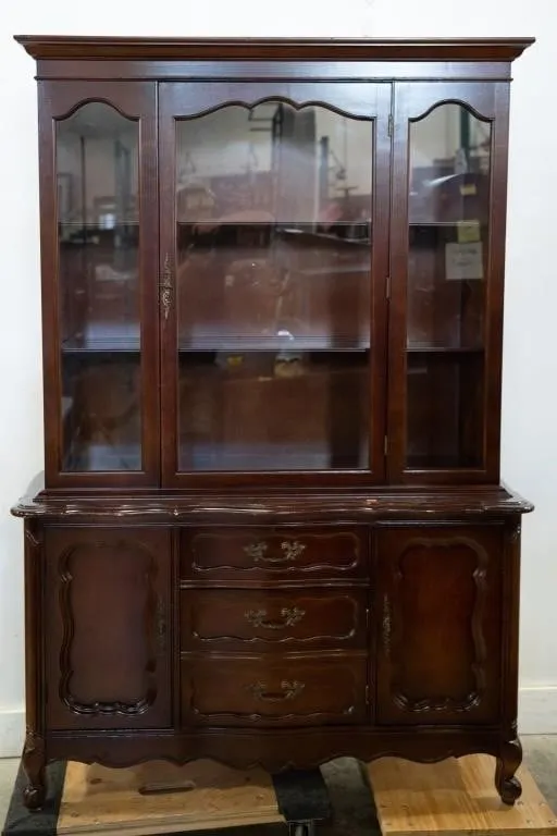 20th CENTURY DESIGN DARK WOOD CHINA CABINET