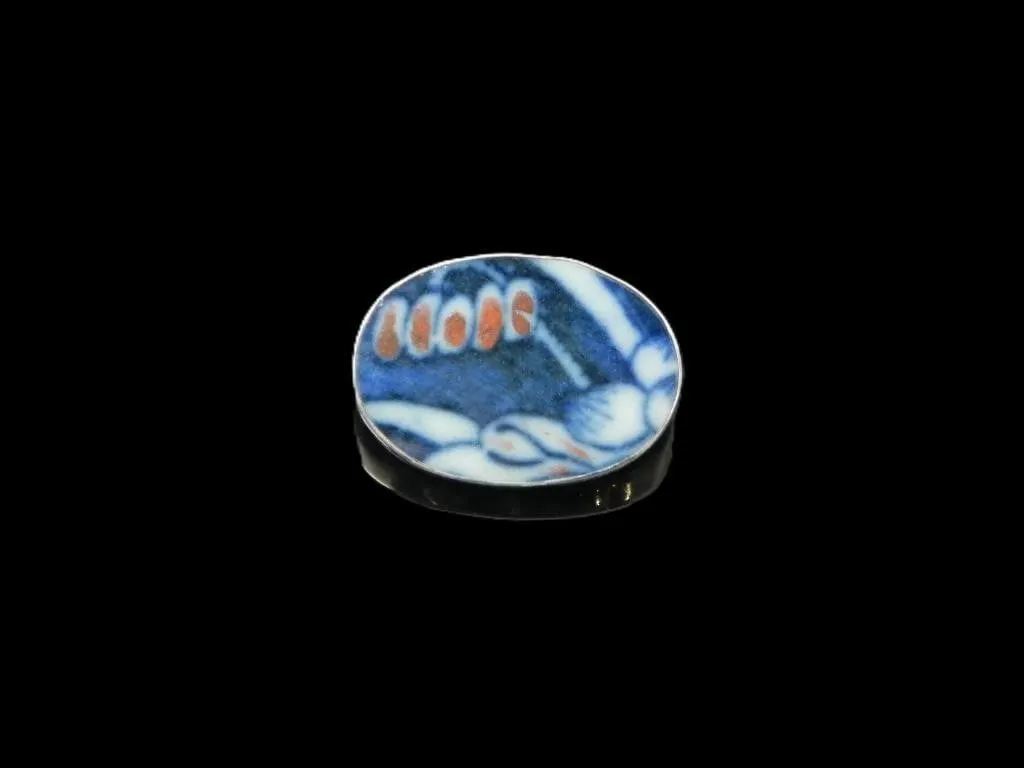 925 SILVER MING DYNASTY POTTERY SHARD BROOCH 5.26g