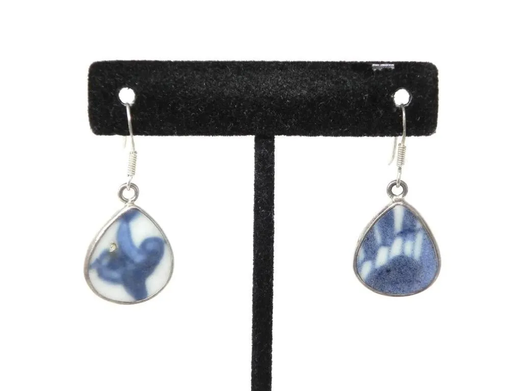 925 SILVER MING DYNASTY POTTERY EARRINGS 4.63g