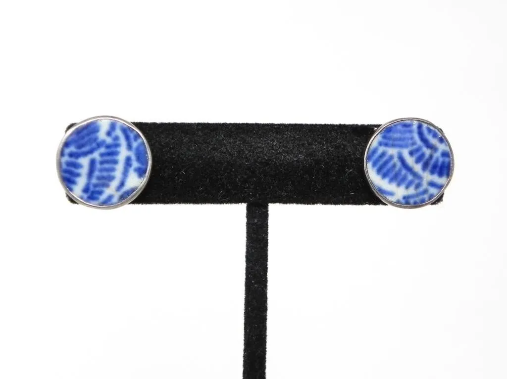 925 SILVER MING DYNASTY POTTERY EARRINGS 4.31g