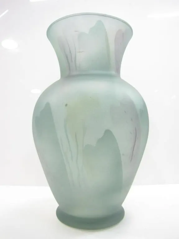 FROSTED PASTEL BLUE GLASS VASE