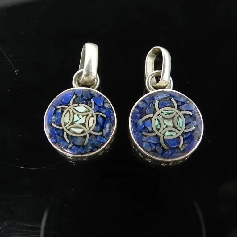 PAIR OF CHILE 950 SILVER RUNE PENDANTS 6.2g