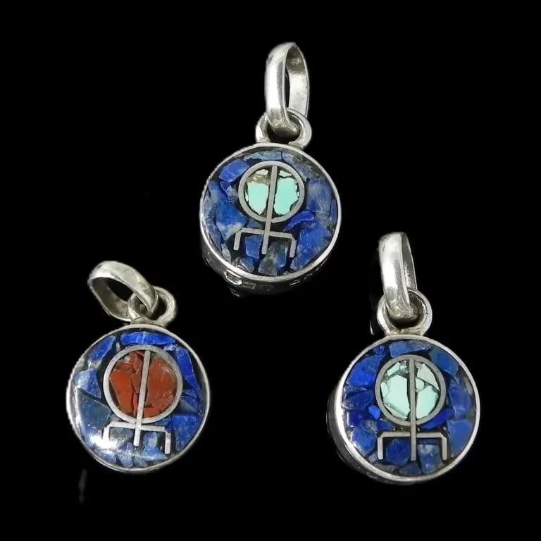 THREE CHILE 950 SILVER RUNE PENDANTS 8.8g