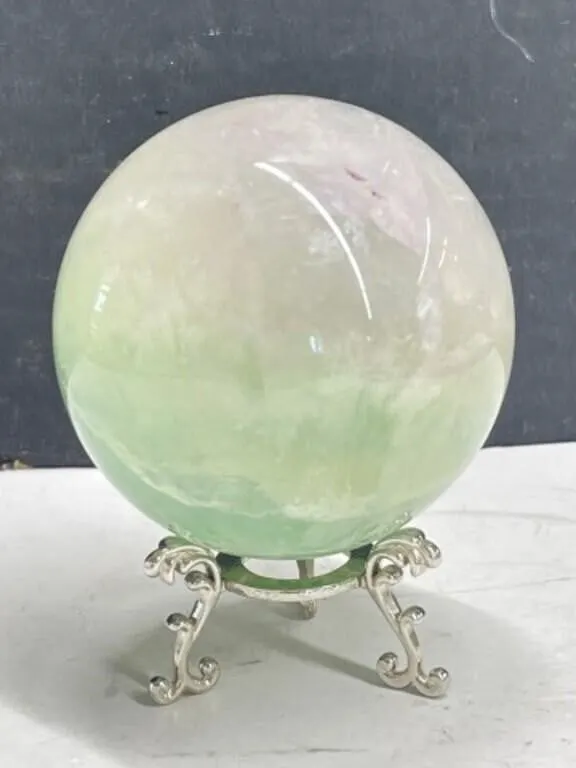Large Fluorite Sphere with Stand, 4.5 "