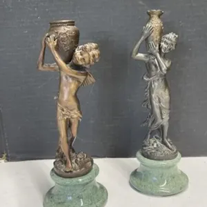 2 Figural Statues on Marble Bases, 11 "