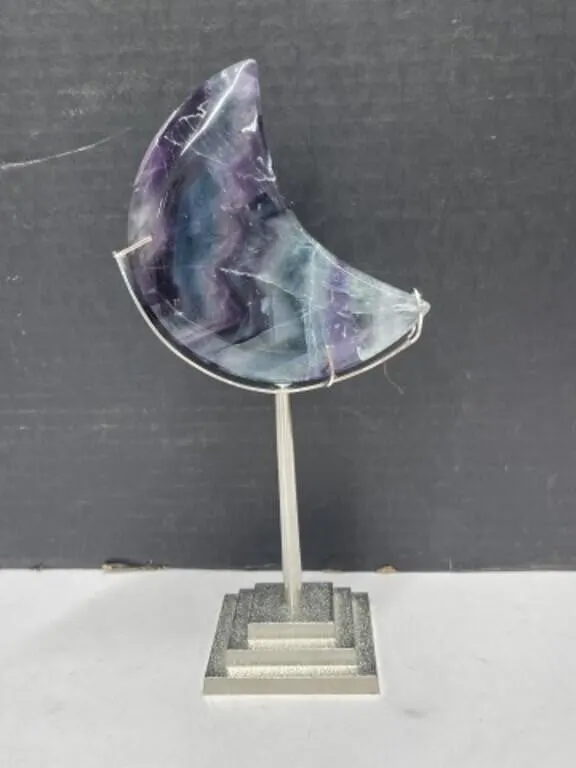 Fluorite Moon on Stand, 10 "