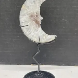 Agate Moon on Stand, 7 "