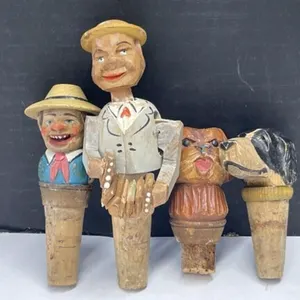 Vintage Hand Carved Wooden Bottle Stoppers