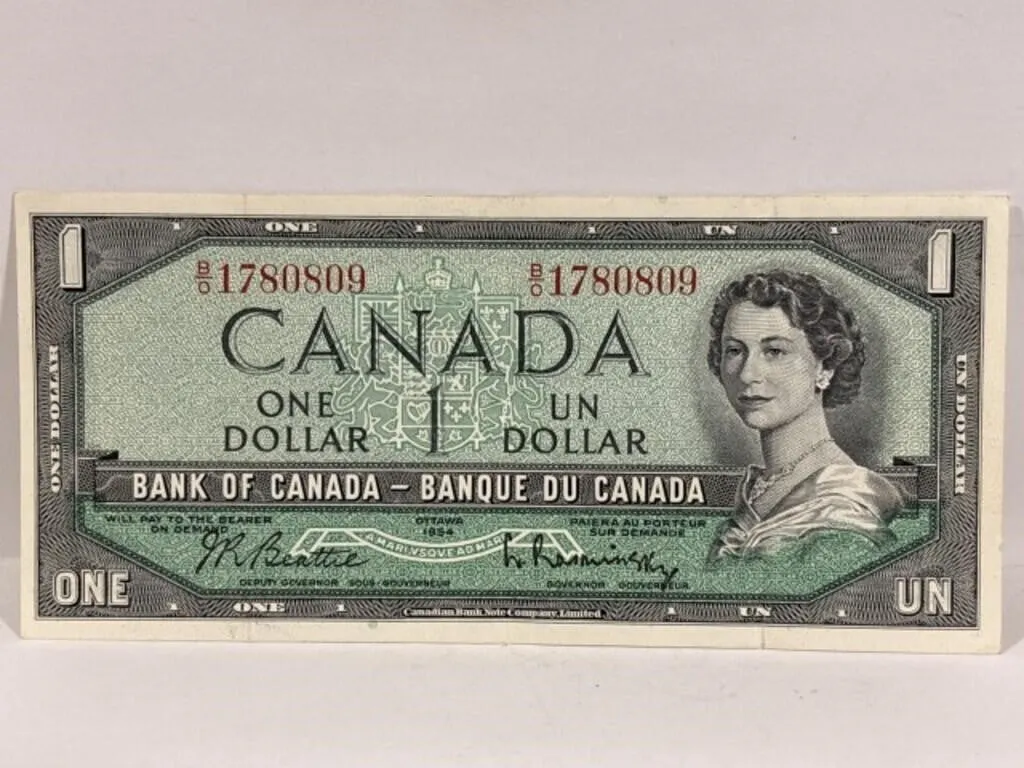 1954 Cdn $1 Bill - Beattie, Rasminsky