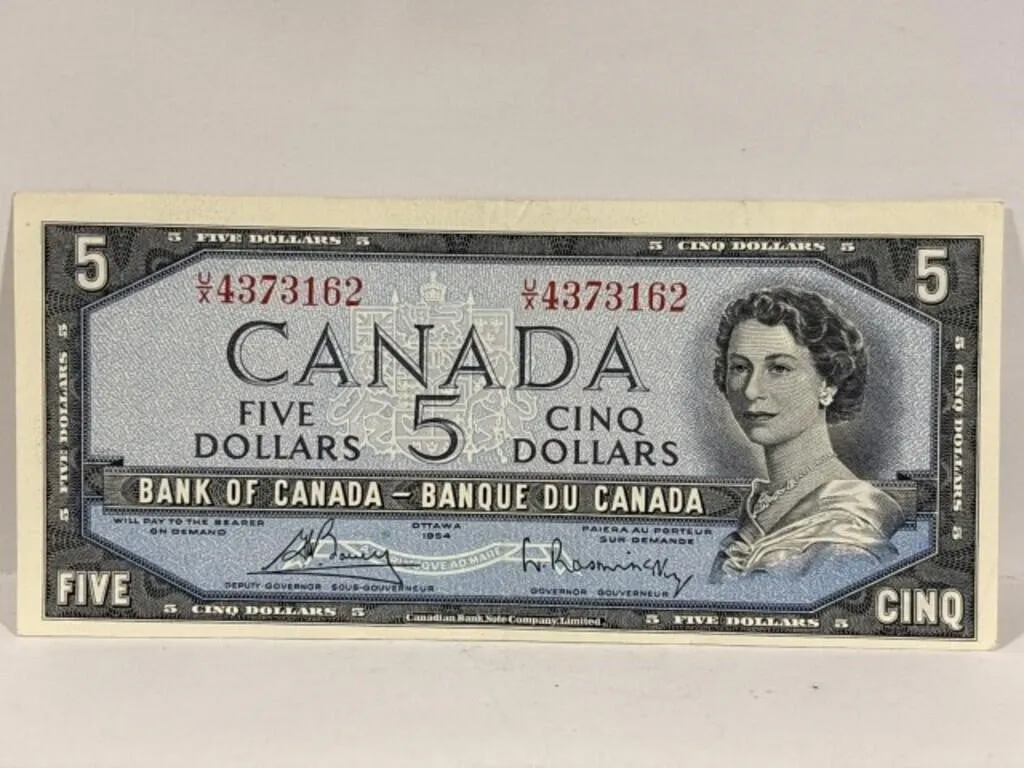 1954 Cdn $5 Bill - Bouey, Rasminsky