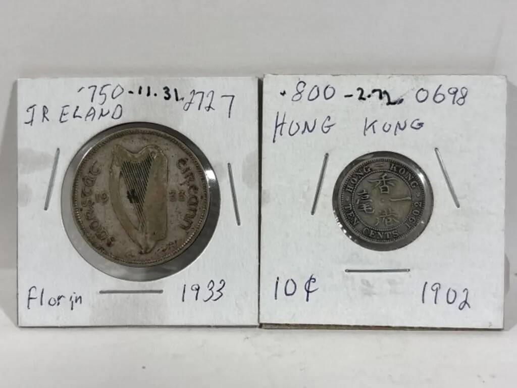 1902 Hong Kong 10 Cents + 1933 Ireland Florin