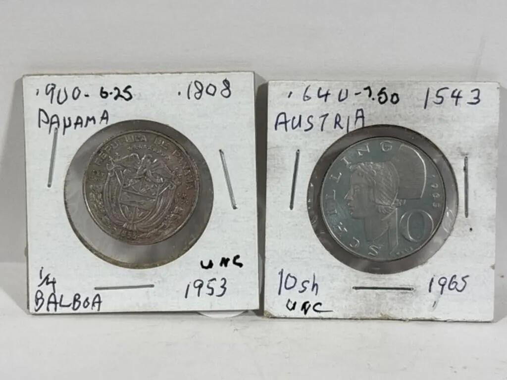 1953 Panama 1/4 Balboa + 1965 Austria 10 Shilling