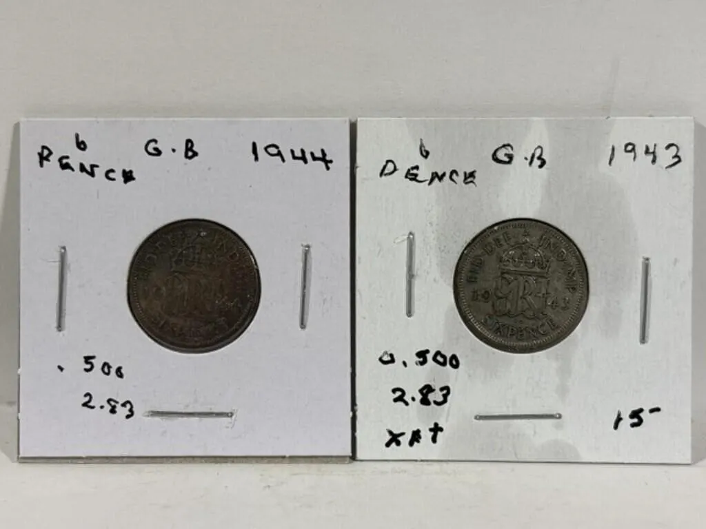 2 X G B 6 Pence -1943,1944