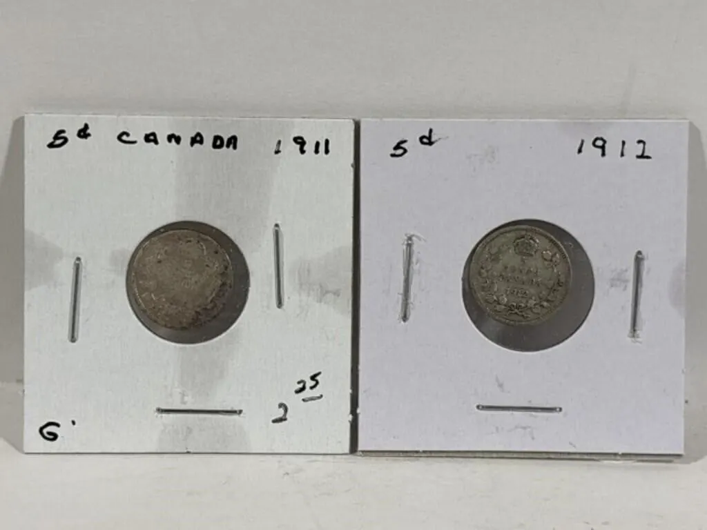 2 X Cdn 5 Cents - 1911, 1912