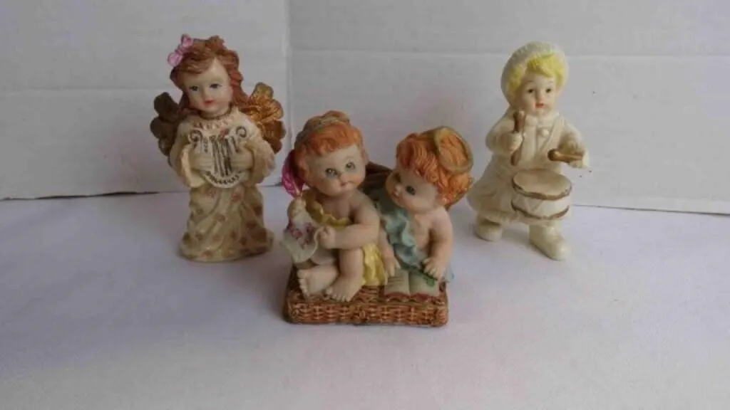 3 Vintage Resin/Porcelain Angel Small Figurines