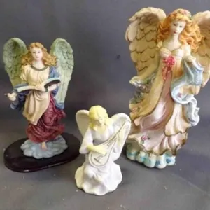 3 Vintage Resin/Ceramic Angel Tabletop Figurines