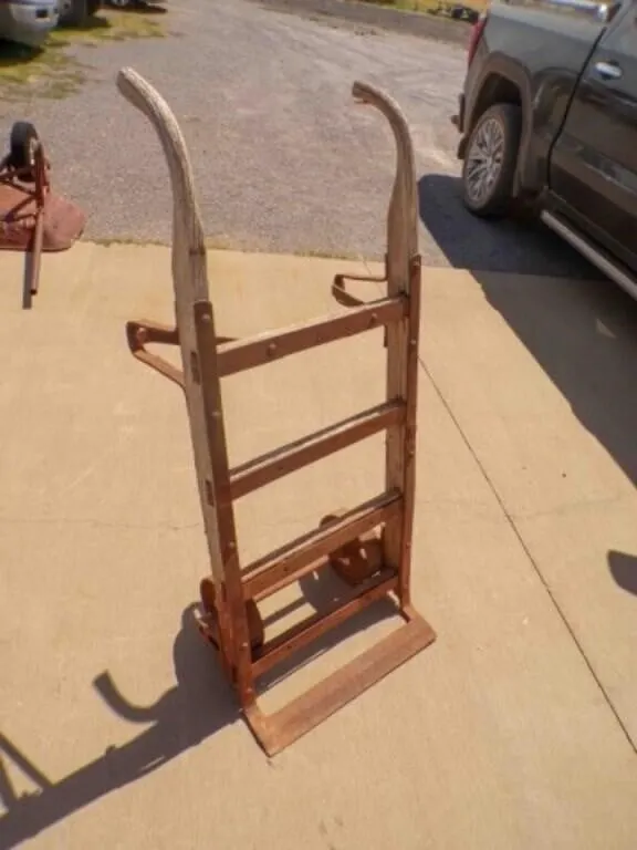 Antique Wood & Cast Iron Two Wheel Hand Truck