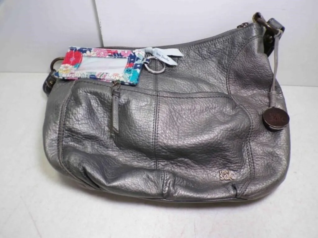 The Sak Metallic Silver Leather Purse & Small Vera