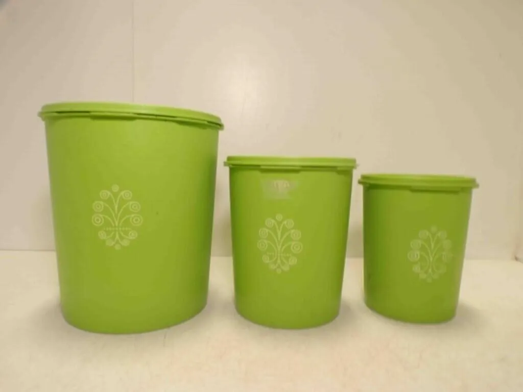 Set of 3 1970s Tupperware Lime Apple Green Nesting