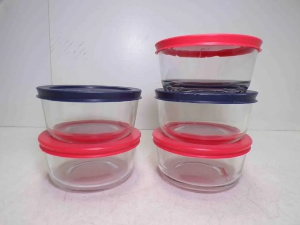 5 PYREX Corning 2 Cup Glass Storage Bowls w/Lids