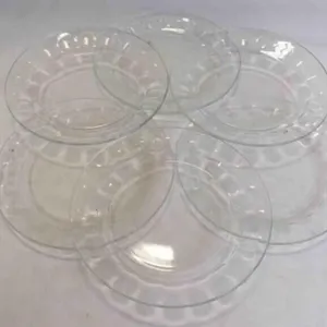 6 Vintage Geometric Pressed Glass Salad Plates