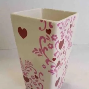 Ceramic Valentines Day Heart & Floral Tapered Vase