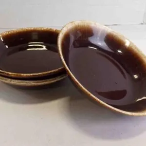 3 Vintage Brown Drip Gloss Glaze Ceramic Bowls