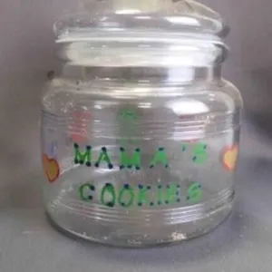 Hand-Painted Glass Cookie Jar w/Rubber Seal Lid