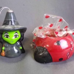 2 Ceramic Ladybug Planter & Hallmark Ornament