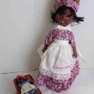 Vintage Handmade African American Folk Art Doll &