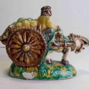 Vintage Nasreddin Hodja on a Donkey Cart Figurine