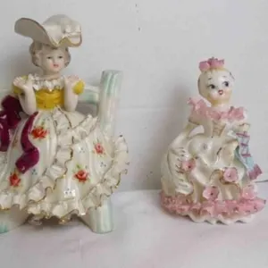 Vintage Porcelain Figurines Hand-Painted w/ Gold